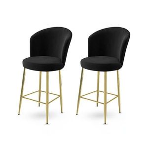 Bar Stool Set (2 Pieces) Alte - Black, Gold vyobraziť