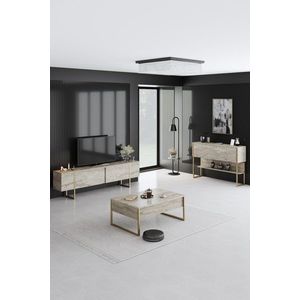 Living Room Furniture Set Luxe Set - Travertine, Gold vyobraziť
