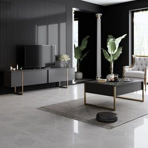 Living Room Furniture Set Luxe Set - Anthracite, Gold vyobraziť