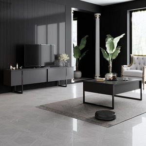 Living Room Furniture Set Luxe Set - Anthracite, Black vyobraziť