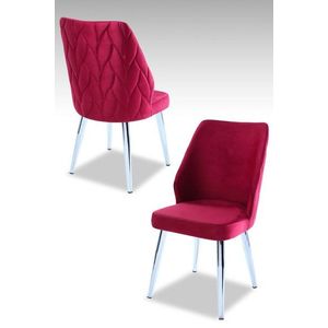 Súprava stoličiek (2 kusy) Pufi - Tile Red, Chrome vyobraziť