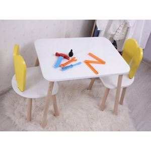 Kid's Table Set Bunny Two Chair Set - Yellow, White vyobraziť