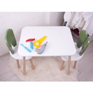 Kid's Table Set Bunny Two Chair Set - Green, White vyobraziť