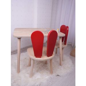 Kid's Table Set Bunny Two Chair Set - Red, Brown vyobraziť