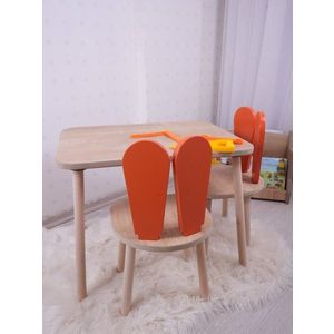 Kid's Table Set Bunny Two Chair Set - Orange, Brown vyobraziť