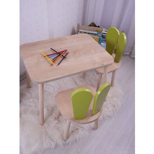 Kid's Table Set Bunny One Chair Set - Pistachio Green, Brown vyobraziť