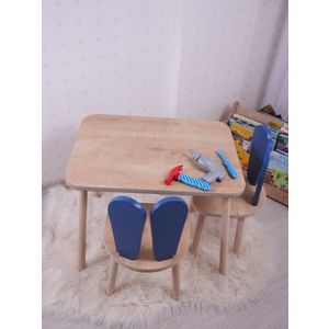 Kid's Table Set Bunny One Chair Set - Blue, Brown vyobraziť