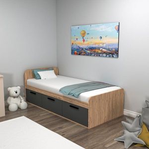 Rám jednolôžkovej postele Akser - Atlantic Pine, Anthracite vyobraziť