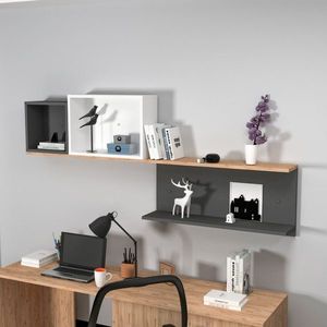 Nástenná polica Akser - Atlantic Pine, Anthracite White vyobraziť