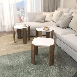 Konferenčný stolík Lori - White, Walnut vyobraziť