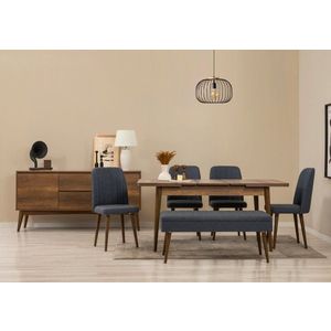 Set s rozkladacím stolom, stoličkami a konzolou (7 kusov) Vina 03 1048 - Walnut, Dark Blue vyobraziť
