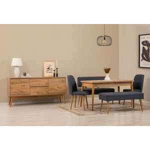 Set s rozkladacím stolom, stoličkami a konzolou (6 kusov) Vina Bench 04 1048 - Atlantic Pine, Dark Blue vyobraziť