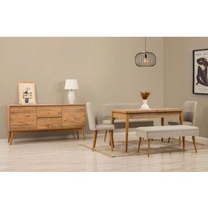 Set s rozkladacím stolom, stoličkami a konzolou (6 kusov) Vina Bench 04 1005 - Atlantic Pine, Cream vyobraziť