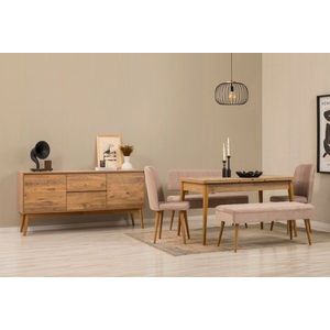 Set s rozkladacím stolom, stoličkami a konzolou (6 kusov) Vina Bench 04 0900 - Atlantic Pine, Stone vyobraziť