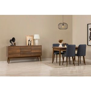 Set s rozkladacím stolom, stoličkami a konzolou (6 kusov) Vina 01 1048 - Walnut, Dark Blue vyobraziť