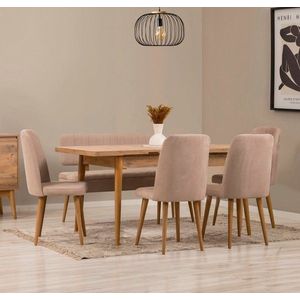 Jedálenský set s rozkladacím stolom a stoličkami (6 kusov) Vina - Atlantic Pine, Stone vyobraziť