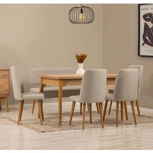 Jedálenský set s rozkladacím stolom a stoličkami (6 kusov) Vina - Atlantic Pine, Cream vyobraziť
