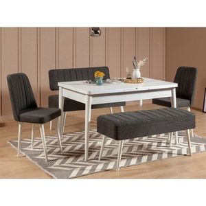 Jedálenský set s rozkladacím stolom a stoličkami (5 kusov) Vina 1053 - 4 - Anthracite, White vyobraziť