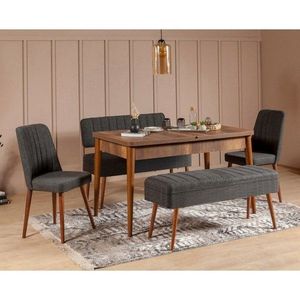 Jedálenský set s rozkladacím stolom a stoličkami (5 kusov) Vina 1053 - 4 - Anthracite, Walnut vyobraziť