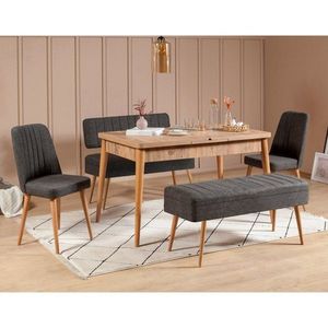 Jedálenský set s rozkladacím stolom a stoličkami (5 kusov) Vina Atlantic Anthracite vyobraziť