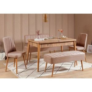 Jedálenský set s rozkladacím stolom a stoličkami (5 kusov) Vina 0900 - 4 - Atlantic, Stone vyobraziť