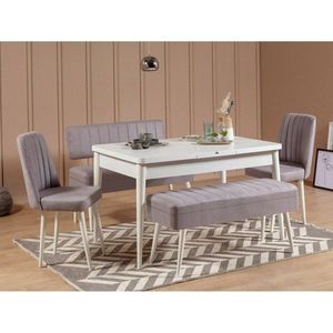 Jedálenský set s rozkladacím stolom a stoličkami (5 kusov) Vina 0701 - 4 - White, Grey vyobraziť
