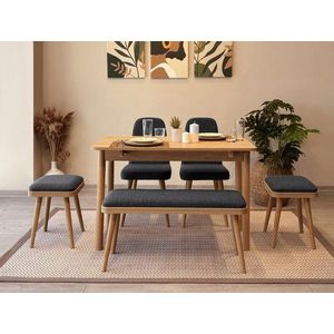 Jedálenský set s rozkladacím stolom a stoličkami (6 kusov) Vina Mini 03 1053 - Oak, Anthracite vyobraziť