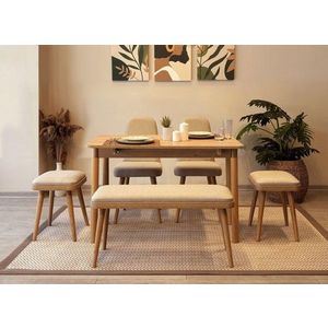Jedálenský set s rozkladacím stolom a stoličkami (6 kusov) Vina Mini 03 1005 - Oak, Cream vyobraziť