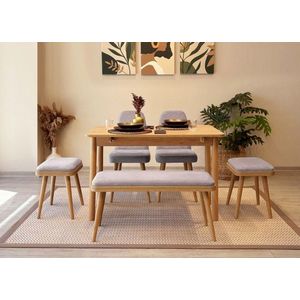 Jedálenský set s rozkladacím stolom a stoličkami (6 kusov) Vina Mini 03 0701 - Oak, Soho Grey vyobraziť
