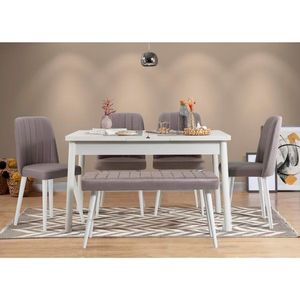 Jedálenský set s rozkladacím stolom a stoličkami (6 kusov) Santiago White Grey vyobraziť