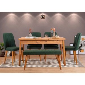 Jedálenský set s rozkladacím stolom a stoličkami (6 kusov) Santiago Atlantic Green vyobraziť