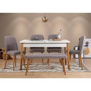 Jedálenský set s rozkladacím stolom a stoličkami (6 kusov) Santiago Atlantic-White Grey vyobraziť