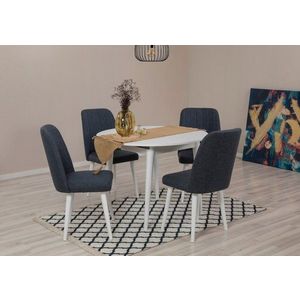 Jedálenský set s rozkladacím stolom a stoličkami (5 kusov) Vina 1048 - White, Navy Blue vyobraziť