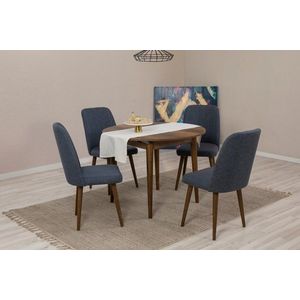Jedálenský set s rozkladacím stolom a stoličkami (5 kusov) Vina 1048 - Walnut, Navy Blue vyobraziť