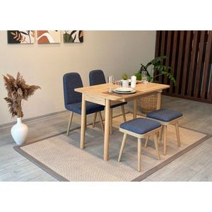 Jedálenský set s rozkladacím stolom a stoličkami (5 kusov) Vina Mini 02 1048 - Oak, Dark Blue vyobraziť