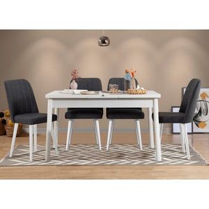 Jedálenský set s rozkladacím stolom a stoličkami (5 kusov) Santiago White Anthracite V2 vyobraziť