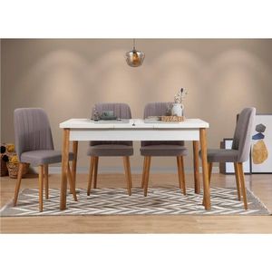 Jedálenský set s rozkladacím stolom a stoličkami (5 kusov) Santiago White Grey Atlantic Pine vyobraziť