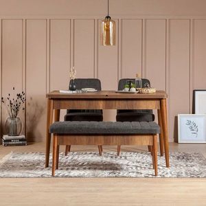 Jedálenský set s rozkladacím stolom a stoličkami (4 kusy) Vina 1053 - Anthracite, Walnut vyobraziť