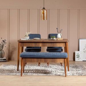 Jedálenský set s rozkladacím stolom a stoličkami (4 kusy) Vina 1048 - Dark Blue, Walnut vyobraziť