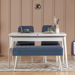 Jedálenský set s rozkladacím stolom a stoličkami (4 kusy) Vina 1048 - 3 - White, Dark Blue vyobraziť