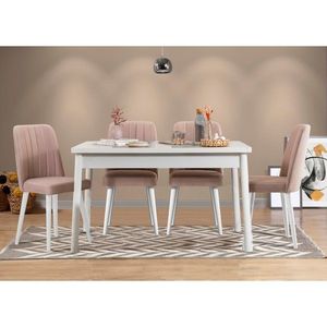 Set stola a stoličiek (5 kusov) Costa White-Stone vyobraziť