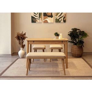 Jedálenský set s rozkladacím stolom a stoličkami (4 kusy) Vina Mini 04 1005 - Oak, Cream vyobraziť