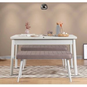 Jedálenský set s rozkladacím stolom a lavicou (3 kusy) Santiago 0701 - White, Soho Grey vyobraziť