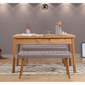 Jedálenský set s rozkladacím stolom a lavicou (3 kusy) Santiago 0701 - Atlantic Pine, Soho Grey vyobraziť