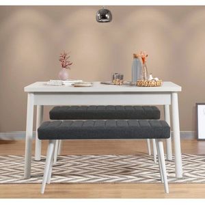 Jedálenský set so stolom a lavicou (3 kusy) Costa 1053 - White, Anthracite vyobraziť