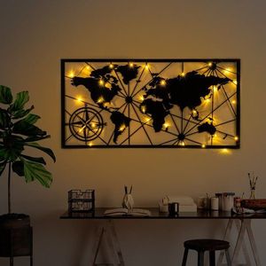 Dekoratívny kovový doplnok na stenu World Map Led 452 vyobraziť