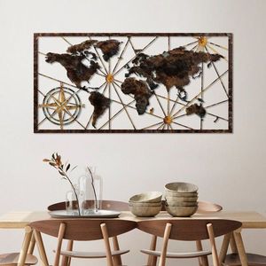 Dekoratívny kovový doplnok na stenu World Map Large - 1 vyobraziť