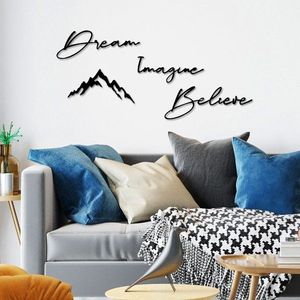 Dekoratívny kovový doplnok na stenu Dream Imagine Belive vyobraziť