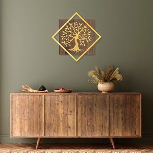 Dekoratívny drevený doplnok na stenu Tree v2 - Gold vyobraziť