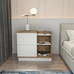 Nočný stolík Rena - White, Oak vyobraziť